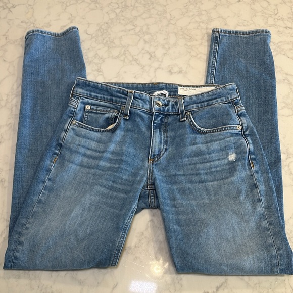Rag & Bone Dre Low Rise Slim Boyfriend Women’s Jeans Distressed Med Wash Sz 25 - Picture 7 of 8